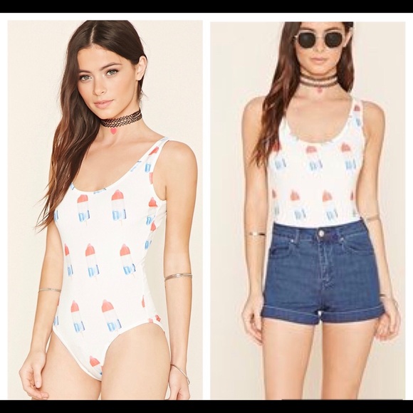 Forever 21 Tops - Forever21 Popsicle Print Bodysuit Festival Rave